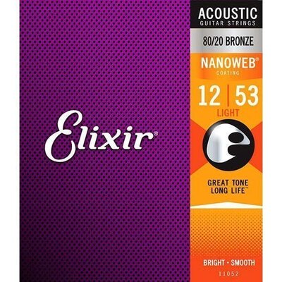 Струны для акустической гитары Elixir AC 80/20 NW L 12-53 Изображение
