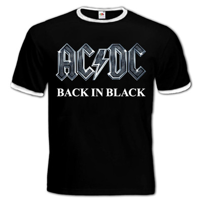 Футболка-рінгер AC/DC "Back In Black" (блискавка) Зображення