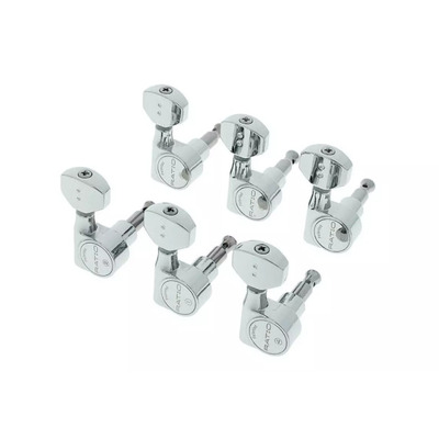 Кілки для електрогітари GRAPH TECH PRN-2721-C0 Ratio Electric 6 In-line Contemporary Mini 2 Pin - Chrome Зображення