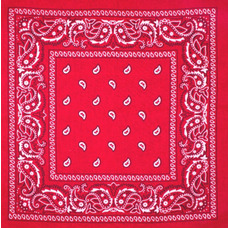 Бандана Огурцы бело-черные на красном фоне Изображение