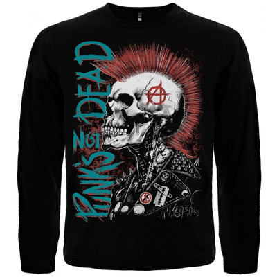 Футболка з довгим рукавом Punk's Not Dead (скелет з ірокезом) Зображення