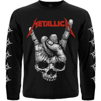 Футболка с длинным рукавом Metallica (Skull Sign of the Horns) (с печатью на рукавах) Изображение