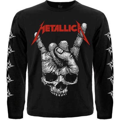 Футболка з довгим рукавом Metallica (Skull Sign of the Horns) (з друком на рукавах) Зображення