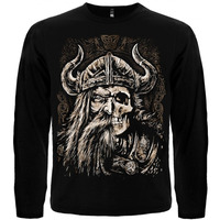 Футболка з довгим рукавом Viking (наполовину лице, наполовину череп) Зображення