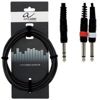 Инструментальный кабель Alpha Audio stereo jack/ 2 mono jack (3м) 190105 Изображение