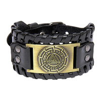 Браслет (bpm-012) із металевою вставкою Валкнут в рунічному колі (бронзовий колір) Изображение