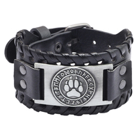 Браслет із металевою вставкою Лапа вовка в рунічному колі (bpm-002) Зображення