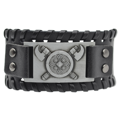 Браслет із металевою вставкою Щит із сокирами (bpm-009) Зображення