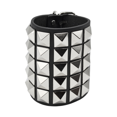 Браслет шкіряний велика піраміда в п'ять рядів (bfl-020) Изображение