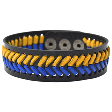 Браслет шкіряний жовто-блакитний (ptsbua-001) Изображение