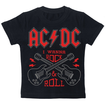 Дитяча футболка AC/DC (I WANNA ROCK&ROLL) чорна Зображення