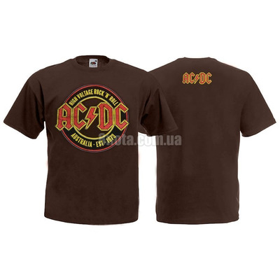 Футболка AC/DC - Australia 1973 - коричневая - рок-футболка (фирм.) Зображення