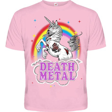 Розовая футболка Death Metal (Unicorn) Изображение