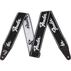 Гітарний ремінь Fender Weighless 2'' Running Logo Strap Black/White (990642074) Зображення