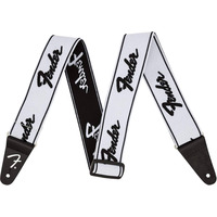 Гитарный ремень Fender Weighless 2" Running Logo Strap White/Black (990642075) Изображение