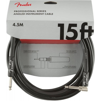 Кабель инструментальный Fender Cable Professional Series Angled 15' Black Изображение