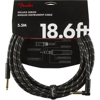 Кабель інструментальний Fender Cable Deluxe Series 18.6' Angled Black Tweed (990820079) Зображення