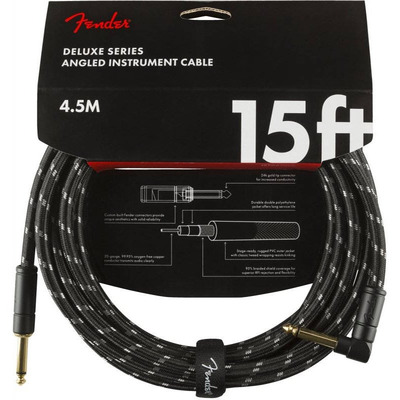 Кабель инструментальный Fender Cable Deluxe Series 15' Angled Black Tweed (990820085) Изображение