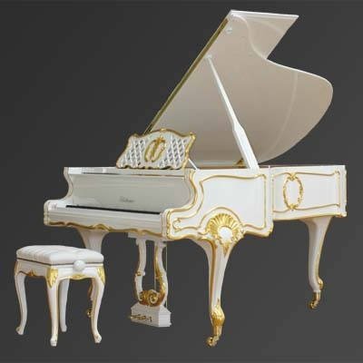 Рояль Julius Bluthner BLU S6 White, real gold, rococo Изображение