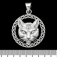 Кулон Голова кота з пентаграмою (срібло, 925 проба) (sp-219) Изображение