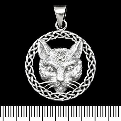Кулон Голова кота з пентаграмою (срібло, 925 проба) (sp-219) Зображення