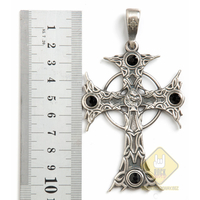 Кулон готический Крест с чёрными камнями Изображение