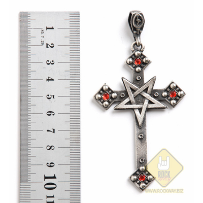 Кулон готический Крест с перевёрнутой пентаграммой Изображение
