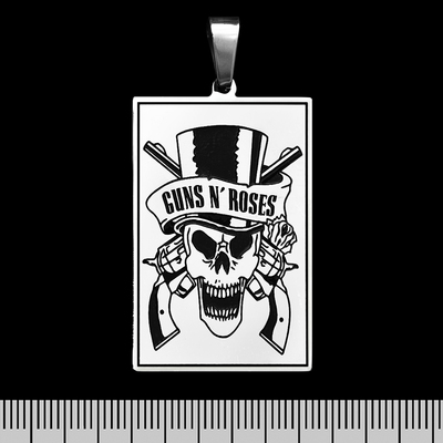 Кулон Guns N’ Roses (skull) (ptsb-040) прямоугольный Изображение