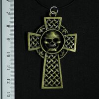 Кулон Кельтський хрест з черепом великий (колір бронза) Зображення