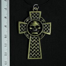 Кулон Кельтський хрест з черепом великий (колір бронза) Зображення
