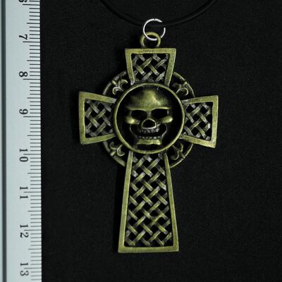 Кулон Кельтський хрест з черепом великий (колір бронза) Зображення