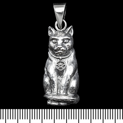 Кулон Кіт із пентаграмою (срібло, 925 проба) (sp-223) Зображення
