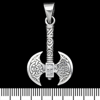 Кулон Лабрис з руною та скандинавським візерунком (срібло, 925 проба) (sp-231) Зображення