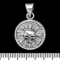 Кулон медальон Череп на рунічному компасі (маленький) (срібло, 925 проба) (sp-238) Изображение