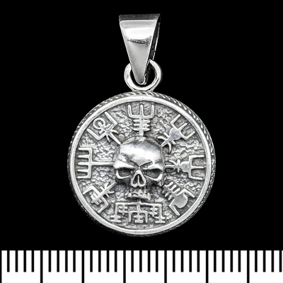 Кулон медальон Череп на рунічному компасі (маленький) (срібло, 925 проба) (sp-238) Изображение