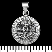 Кулон медальон Молот Тора в рунічному колі (маленький) (срібло, 925 проба) (sp-237) Зображення