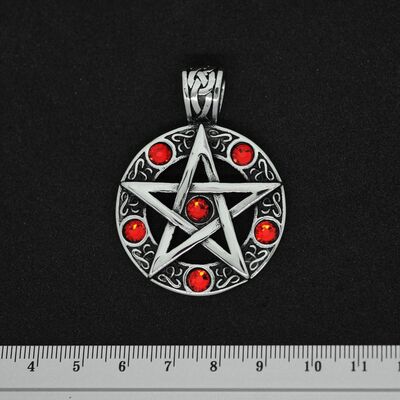 Кулон Пентаграма з червоними каменями (SS-032) Зображення