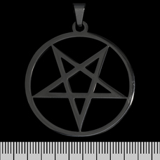 Кулон Перевернута пентаграма у кільці (велика, чорна) (ptsb-181) Зображення