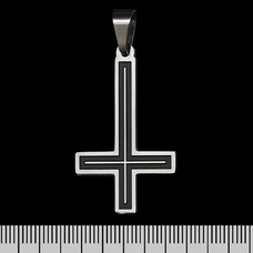 Кулон Перевернутий хрест чорний, фігурний (ptsb-193) Зображення