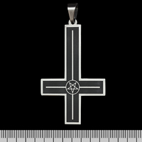 Кулон Перевернутий хрест чорний з пентаграмою, фігурний (ptsb-192) Зображення