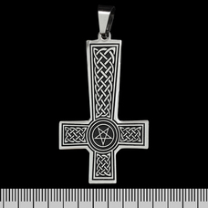 Кулон Перевернутий хрест з кельтським плетінням та пентаграмою, фігурний (ptsb-189) Зображення