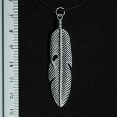 Кулон Перо большое двустороннее (цвет стальной) Изображение