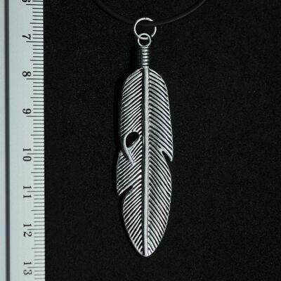 Кулон Перо большое двустороннее (цвет стальной) Изображение