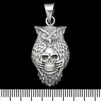 Кулон Сова з черепом (срібло, 925 проба) (sp-229) Зображення