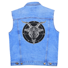 Нашивка наспинна Голова козла з хрестом Левіафана на пентаграмі Изображение