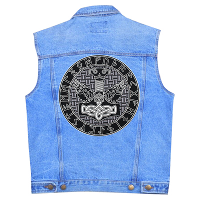 Нашивка наспинна Молот Тора з вовками в рунічному колі Зображення