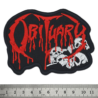 Нашивка Obituary (red logo with skull) Зображення