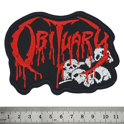 Нашивка Obituary (red logo with skull) Зображення