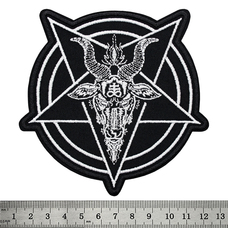Нашивка Перевернута пентаграма з козлом та хрестом Левіафана Изображение