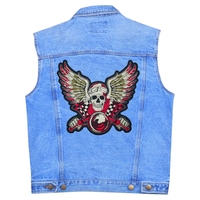 Нашивка термо Скелет мотогонник з ангельськими крилами наспинна (thps-090) Зображення